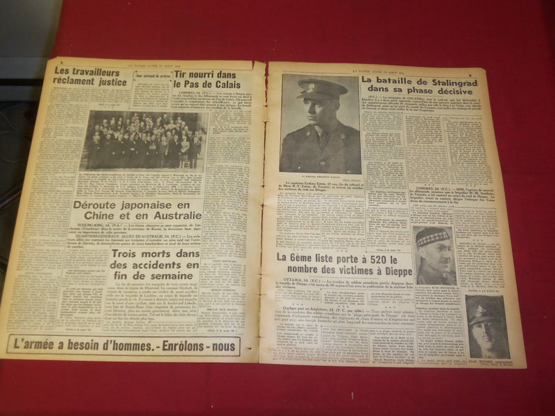 1942 AUG 24 LA PATRIE NEWSPAPER-BATAILLE STALINGRAD DANS PHASE DECISIVE - FR2343