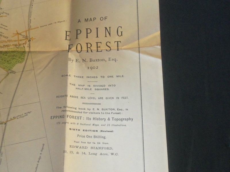 1902 A MAP OF EPPING FOREST BY E. N. BUXTON - LONDON - J 3935