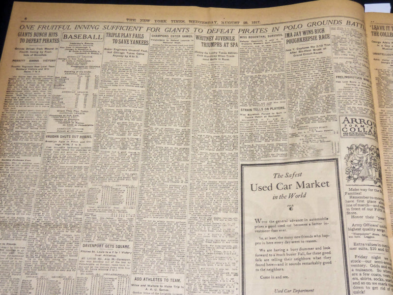 1917 AUGUST 29 NEW YORK TIMES - PRESIDENT REJECTS POPE'S PEACE PLAN - NT 8517