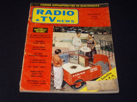 1957 SEPTEMBER RADIO & TELEVISION NEWS MAGAZINE VERY NICE FRONT COVER - E 95