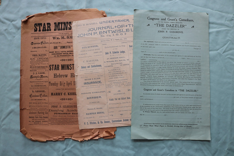 1890'S-1900'S EARLY THEATRE BROADSIDES - 75+ PIECES - GREAT LOT - K 3327