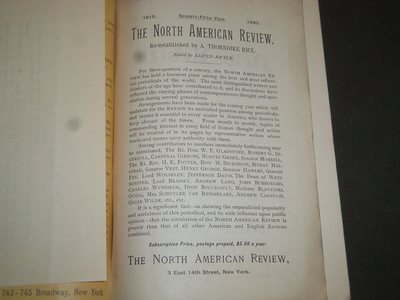 1890 HANDBOOK OF AMERICAN & FOREIGN PERIODICALS LITERATURE CATALOGUE - J 5215
