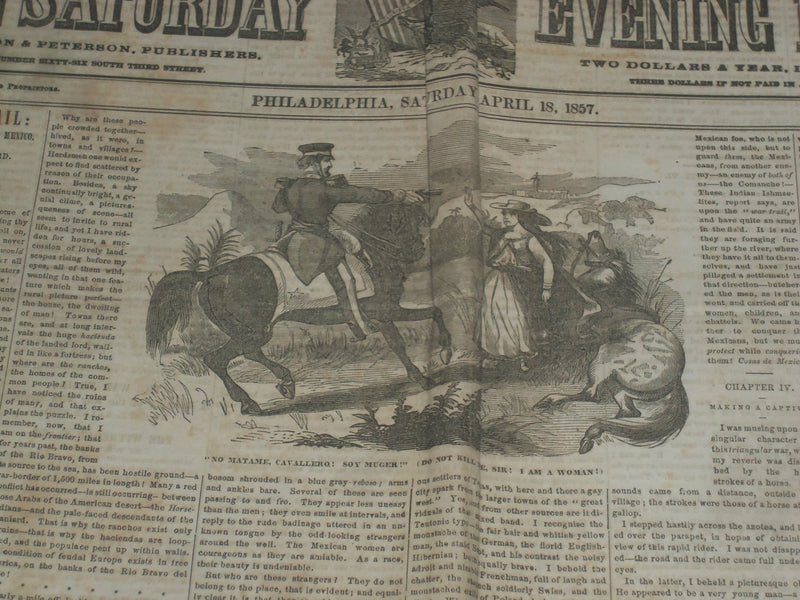 1857 APRIL 18 THE SATURDAY EVENING POST NEWSPAPER - THE ATLANTIC CABLE - NP 5055
