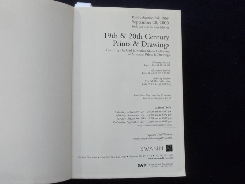 2000 SEP 28 19TH & 20TH CENTURY ART SALE 1869 SOFTCOVER BOOK - SWANN - KD 8706