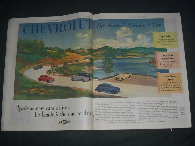 1945 SEPTEMBER 22 THE SATURDAY EVENING POST MAGAZINE-ILLUSTRATED COVER- SP 2476X