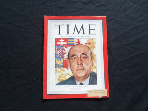 1944 MARCH 27 TIME MAGAZINE - JAN MASARYK OF CZECHOSLOVAKIA - T 909