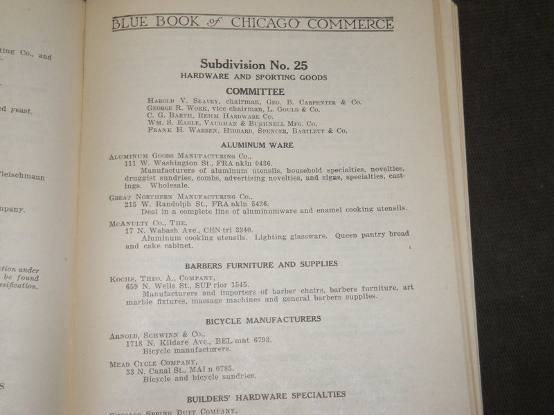 1922 BLUE BOOK OF CHICAGO COMMERCE - SOFTCOVER - KD 5183