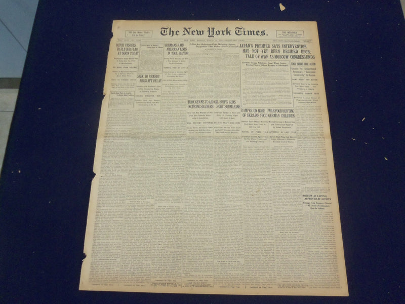 1918 MARCH 18 NEW YORK TIMES - JAPAN SAYS INTERVENTION NOT YET DECIDED - NT 8167