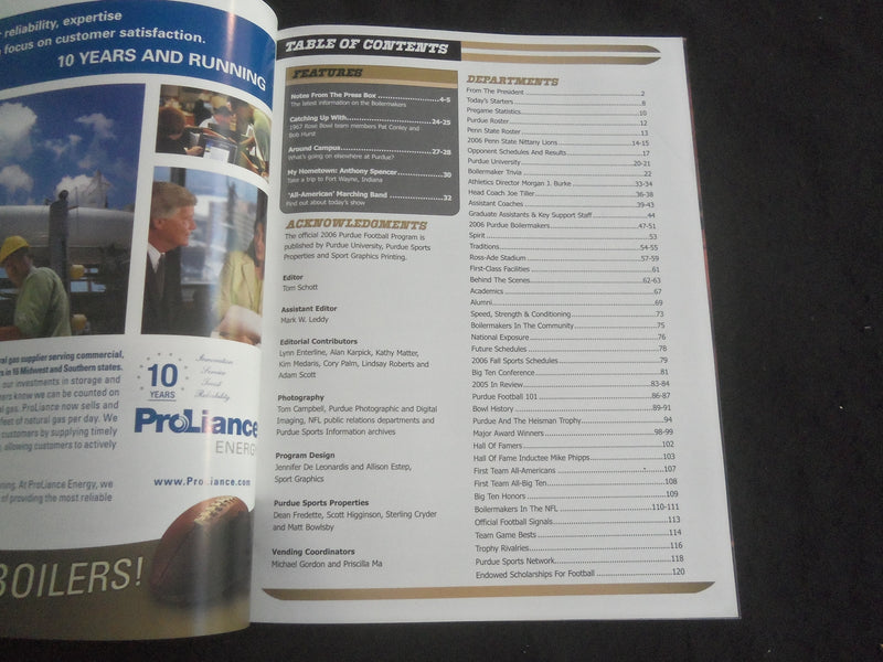2006 OCTOBER 28 FOOTBALL PROGRAM - PERDUE UNIVERSITY VS PENN STATE UNIV- B 5534N