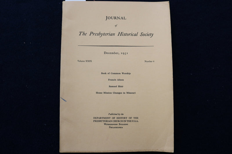 1951-1952 PRESBYTERIAN HISTORICAL SOCIETY BULLETIN - LOT OF 4 - O 3401
