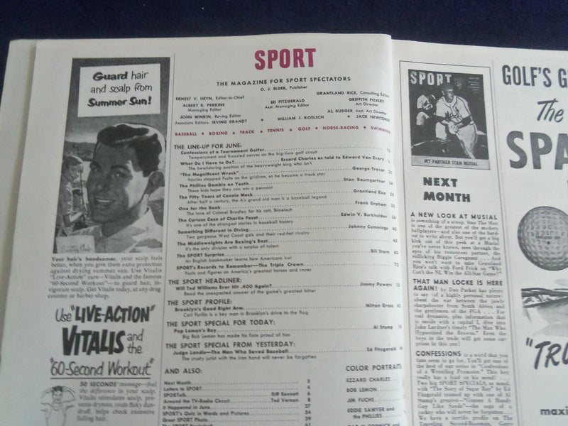 1950 JUNE SPORT MAGAZINE - BOB LEMON COVER - CLEVELAND INDIANS - ST 7214