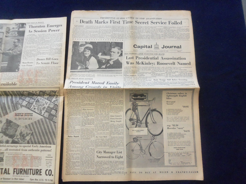 1963 NOV 22 CAPITAL JOURNAL NEWSPAPER- KENNEDY SHOT TO DEATH BY SNIPER - NP 6434