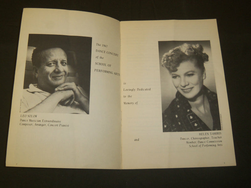 1967-1968 DANCE CONCERT - SCHOOL OF PERFORMING ARTS PROGRAM LOT OF 2 - J 5160