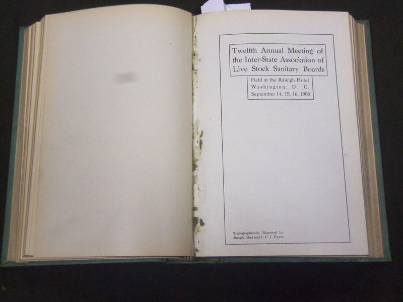 1906-1910 UNITED STATES LIVE STOCK SANITARY ASSOCIATION REPORTS VOLUME - KD 80N