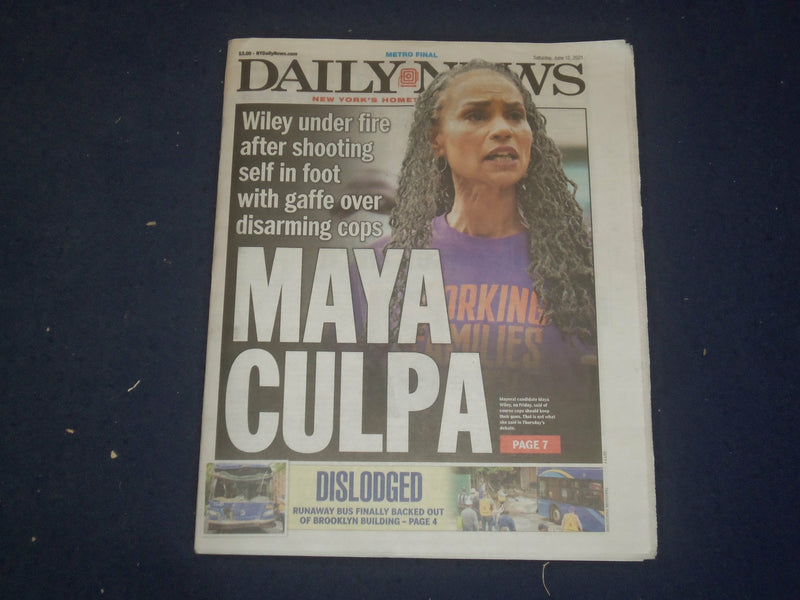 2021 JUNE 12 NEW YORK DAILY NEWS NEWSPAPER - NYC MAYA WILEY UNDER FIRE RE: COPS