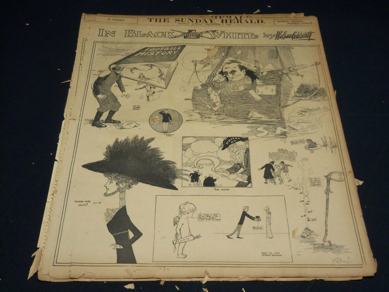 1908 BOSTON HERALD SUNDAY IN BLACK & WHITE SECTIONS LOT OF 7 - GOLDSMITH - UP 86