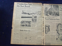 1958 JUNE 30 BOSTON RECORD AMERICAN NEWSPAPER-2 JETS RACE SUN IN RECORD- NP 6258