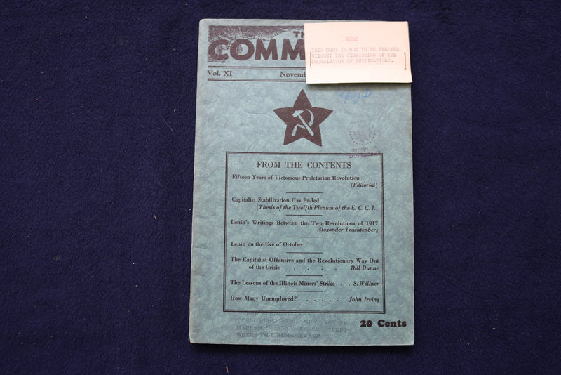 1932 NOVEMBER THE COMMUNIST MONTHLY PERIODICAL - K 483