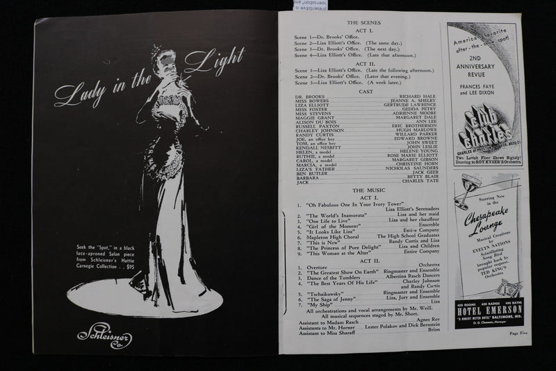 1942 LADY IN THE DARK PROGRAM & TICKET STUB - GERTRUDE LAWRENCE - K 2858