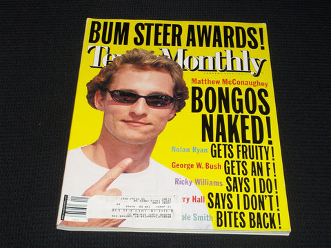 2000 JANUARY TEXAS MONTHLY MAGAZINE - MATTHEW MCCONAUGHEY FRONT COVER - E 7592