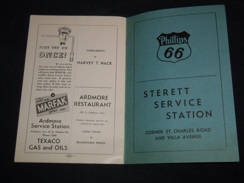 1934 VILLA PARK FALL FESTIVAL SOUVENIR PROGRAM - CHICAGO ILLINOIS - J 8622