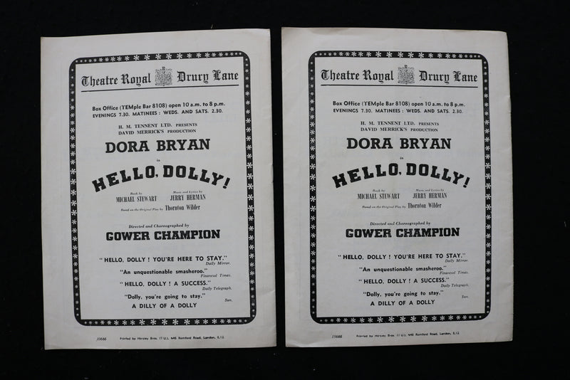 1966 QUEEN'S THEATRE PROGRAMS - NOEL COWARD - LILLI PALMER - LOT OF 2 - K 2379