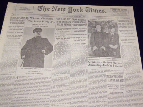1949 FEBRUARY 5 NEW YORK TIMES RAG EDITION - MINDSZENTY ON TRIAL - NT 3201