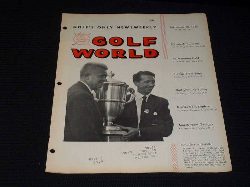 1965 SEPTEMBER 10 GOLF WORLD MAGAZINE - FISCHER & CARR FRONT COVER - E 7346