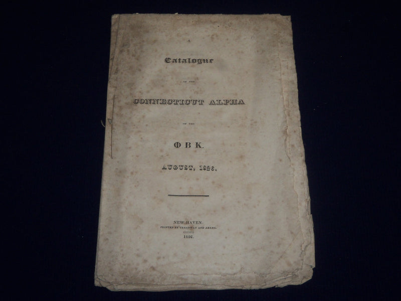 1826 AUGUST CATALOGUE OF CONNECTICUT ALPHA - YALE - NEW HAVEN - SP 2606