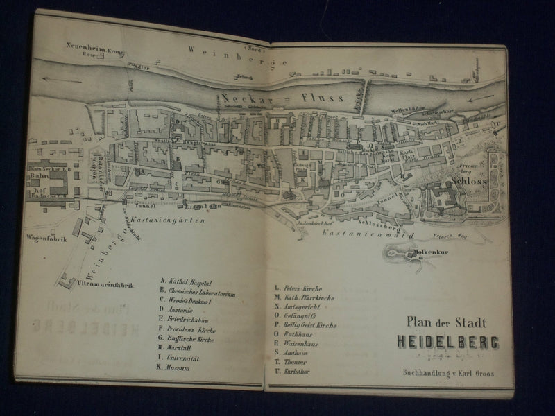 1870 GUIDE THROUGH HEIDELBERG AND ITS ENVIRONS WITH PLAN OF TOWN/CASTLE - J 4694