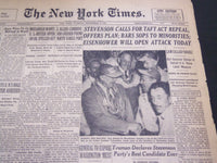 1952 SEPTEMBER 2 NEW YORK TIMES - STEVENSON CALLS FOR TAFT ACT REPEAL - NT 4500