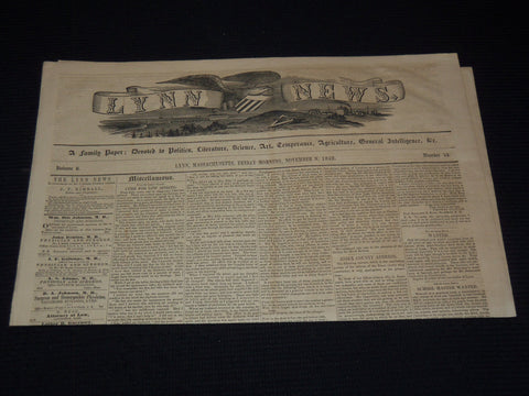 1849 NOVEMBER 9 LYNN NEWS NEWSPAPER - WIG NOMINATIONS - MASSACHUSETTS - NP 4252P