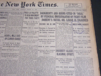 1924 MARCH 18 NEW YORK TIMES - DAUGHERTY AND BURNS CITED IN DEAL - NT 6826