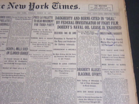 1924 MARCH 18 NEW YORK TIMES - DAUGHERTY AND BURNS CITED IN DEAL - NT 6826