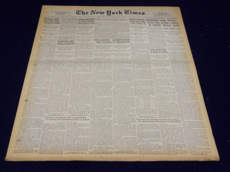1930 JULY 23 NEW YORK TIMES - QUAKE AT NAPLES KILLS 19 - NT 3897