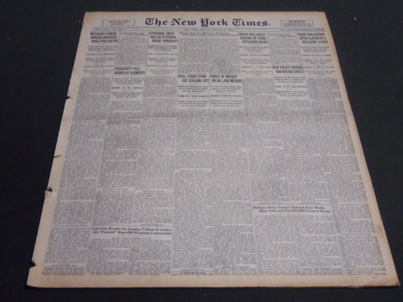 1925 JANUARY 26 NEW YORK TIMES - PHARAOH'S PALL RUINED BY ELEMENTS- NT 6953
