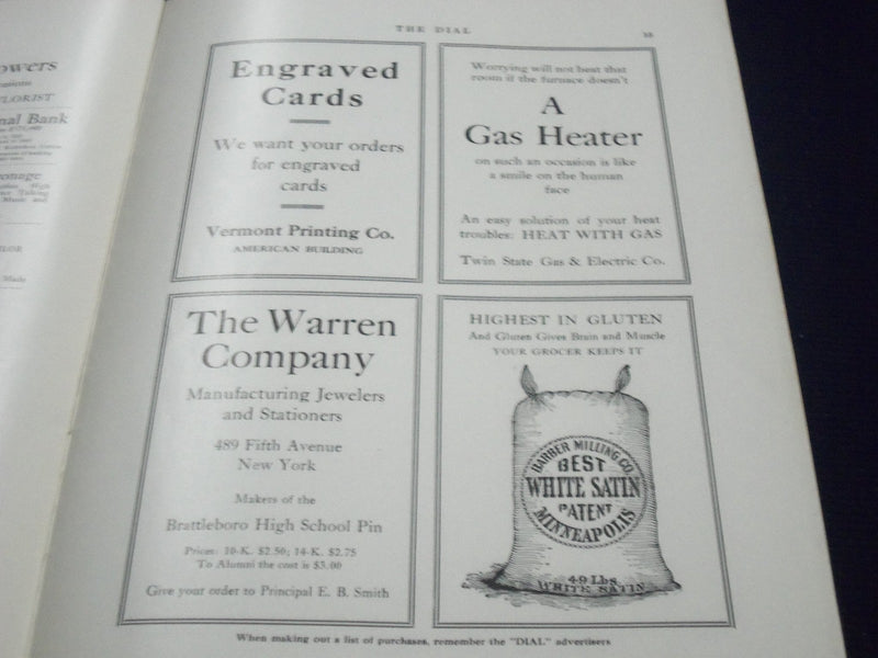1911 THE DIAL BRATTLEBORO HIGH SCHOOL MAGAZINE LOT OF 6 - GREAT INFO. - O 2341