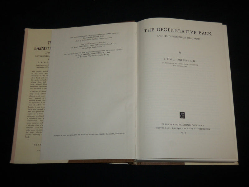 1959 THE DEGENERATIVE BACK AND ITS DIFFERENTIAL DIAGNOSIS BOOK - KD 7212