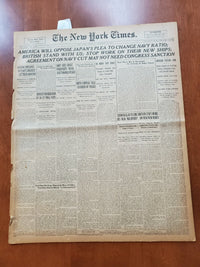 1921 NOV 19  NEW YORK TIMES NEWSPAPER-AMERICA OPPOSES JAPAN ON NAVY RATIO-NT8003