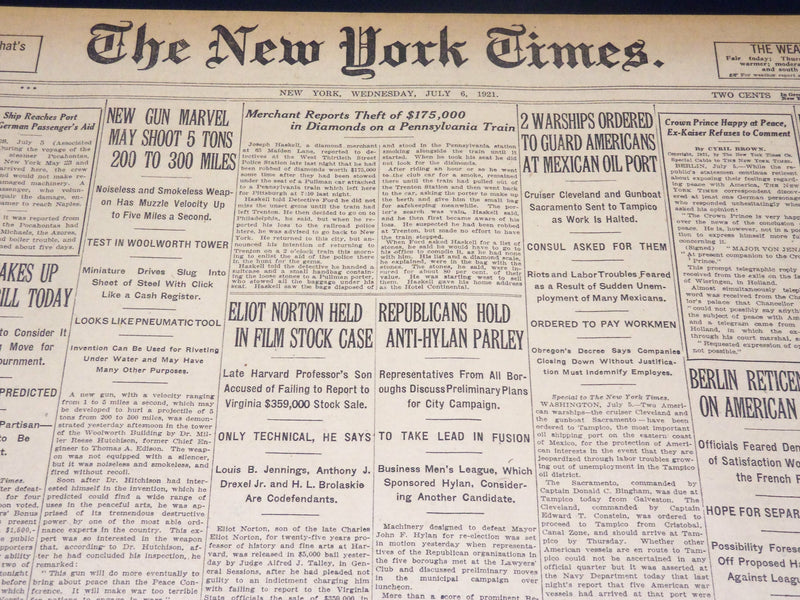 1921 JULY 6 NEW YORK TIMES - TRANSPLANTED EYES MAKE BLIND FISH SEE - NT 8695