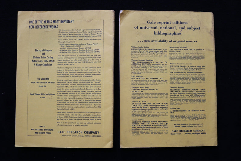 1969 THE LIBRARY QUARTERLY SOFTCOVER BOOKS - LOT OF 2 -UNIV OF CHI. PRESS-K 2240