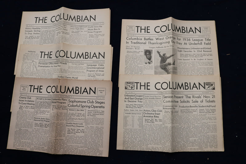 1935-1937 THE COLUMBIAN HIGH SCHOOL NEWSPAPER- S. ORANGE, NJ - LOT OF 28- O 3467