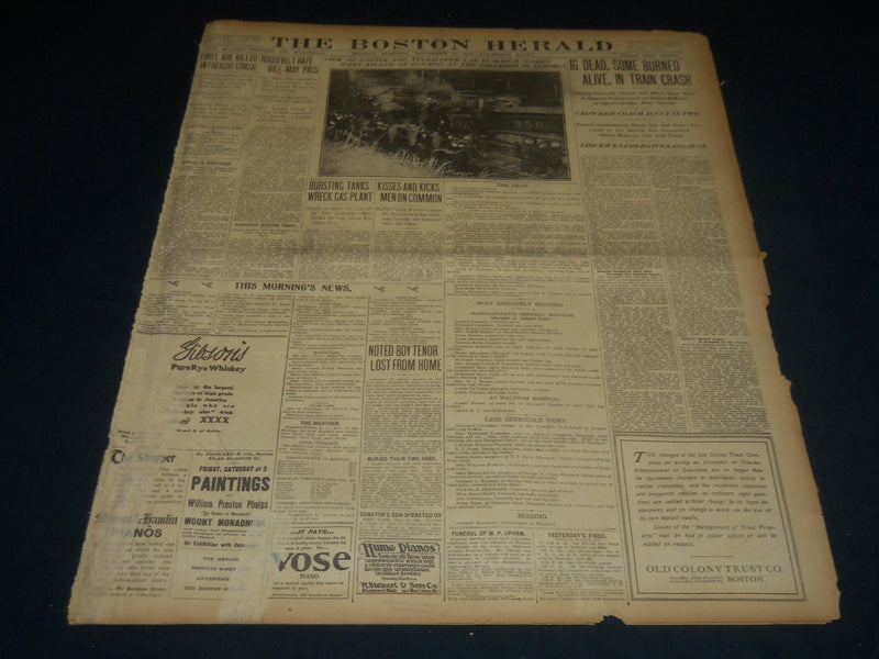 1905 NOVEMBER 27 THE BOSTON HERALD NEWSPAPER - 16 DEAD IN TRANI CRASH - BH 266