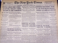 1934 SEPT 23 NEW YORK TIMES - LINDBERGH RETURNING HOME TO AID HAUPTMANN- NT 1697