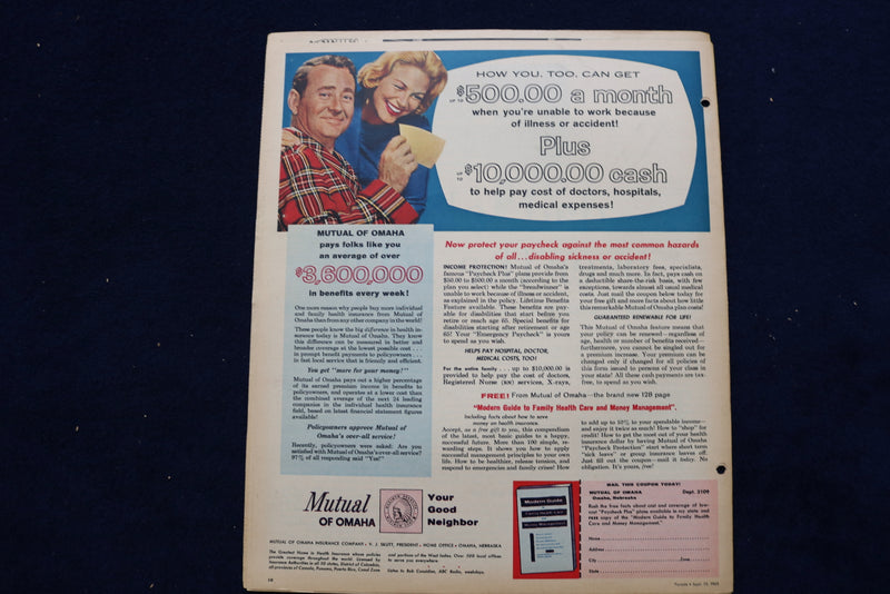 1963 SEPTEMBER 15 PARADE MAGAZINE - POPE PAUL VI COVER - E 22392