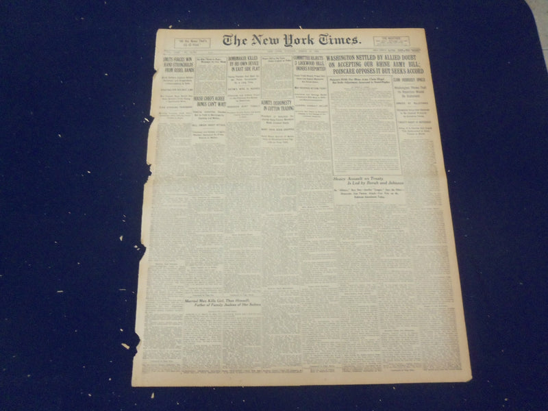 1922 MARCH 14 NEW YORK TIMES - WASHINGTON NETTLE BY ALLIES ON RHINE - NT 8315