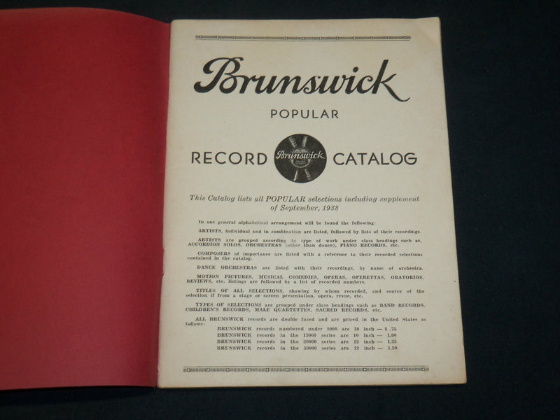 1927-1939 BRUNSWICK RECORDS CATALOGS LOT OF 5 - SOFTCOVER - KD 1046