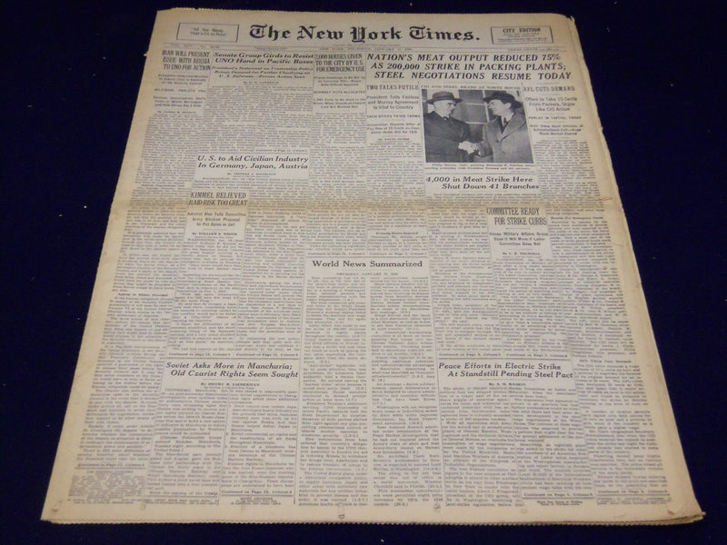 1946 JANUARY 17 NEW YORK TIMES - 200,000 STRIKE IN PACKING PLANTS - NT 3226