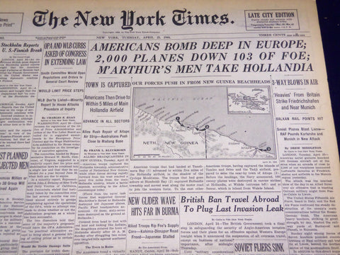1944 APRIL 25 NEW YORK TIMES - M'ARTHUR'S MEN TAKE HOLLANDIA - NT 1637