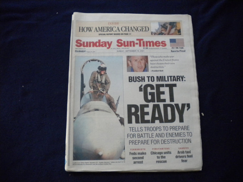 2001 SEPTEMBER 16 CHICAGO SUN-TIMES NEWSPAPER - BUSH 